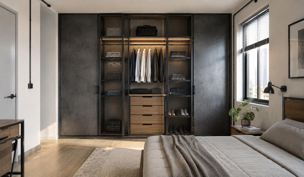 Industrial bedroom wardrobe design