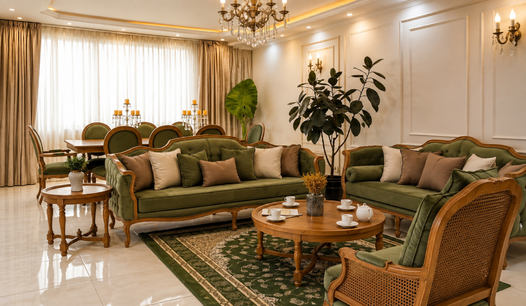 Go Green Drawing Room Interior Design