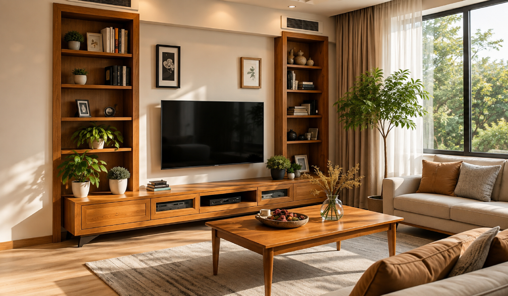Wooden Drawing Room Interior Design
